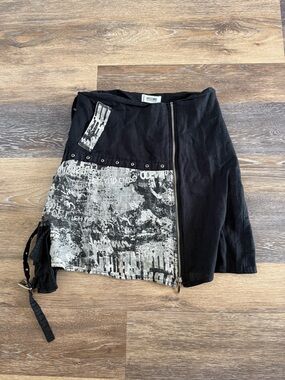 Moschino Cheap & Chic Asymmetrical Wrap Skirt Graphic Linen Blend IT 42